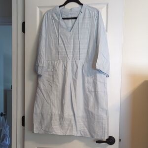 Elegant Blue Striped Midi Dress